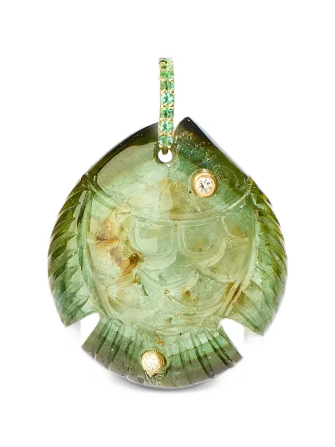 Violette tourmaline and diamond fish pendant