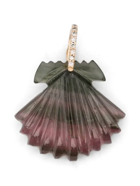 Violette tourmaline and diamond seashell pendant