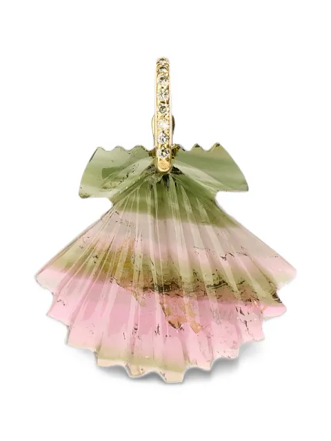 Violette tourmaline and diamond seashell pendant