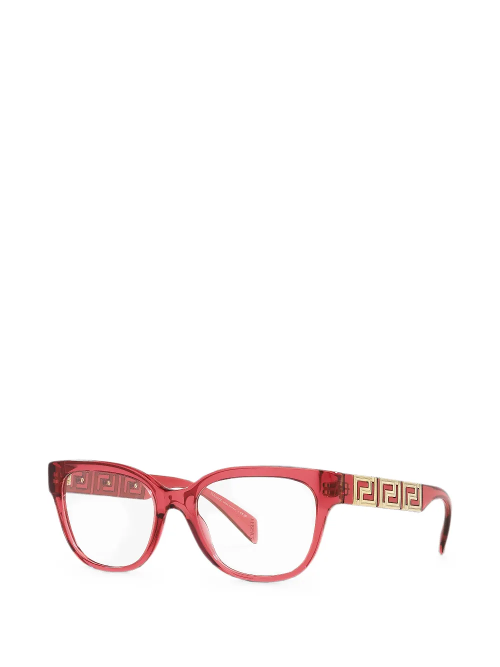 Versace Greca-detail Round-frame Glasses In Brown