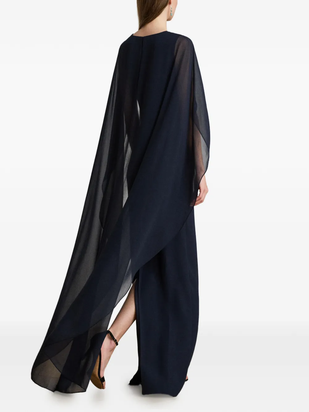 Lauren Ralph Lauren Georgette avondjurk met cape Blauw