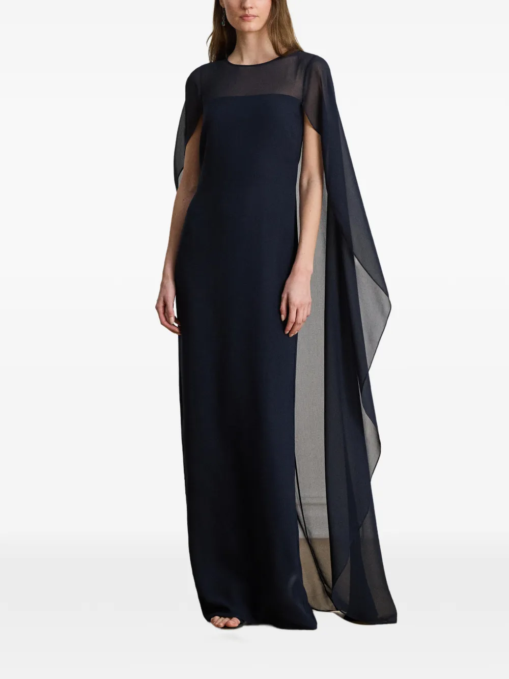 Lauren Ralph Lauren Georgette avondjurk met cape Blauw