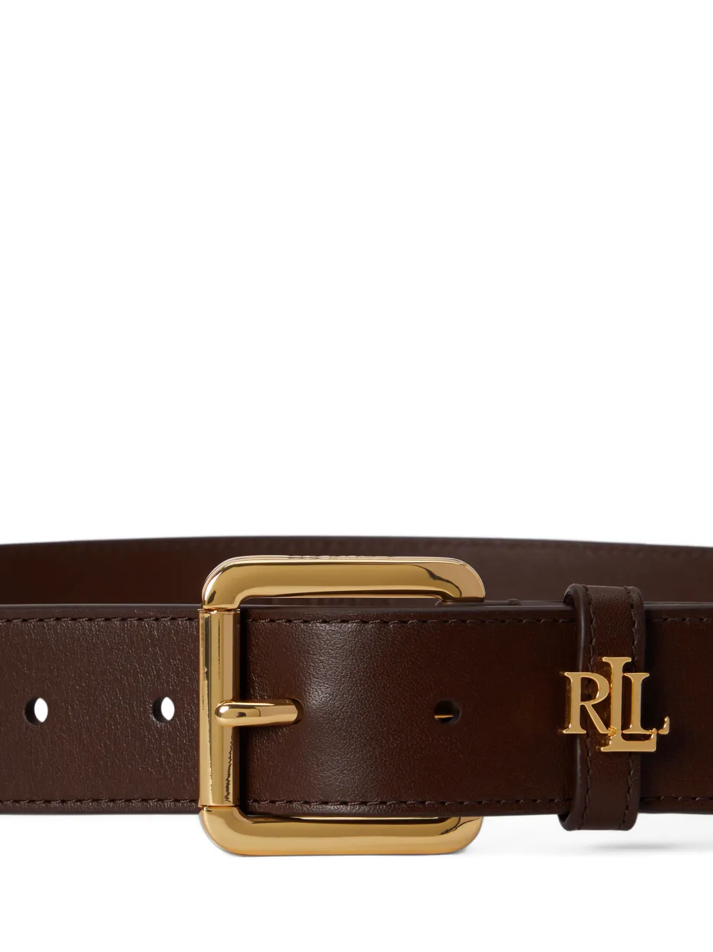 Lauren Ralph Lauren Leren riem met logoplakkaat Bruin