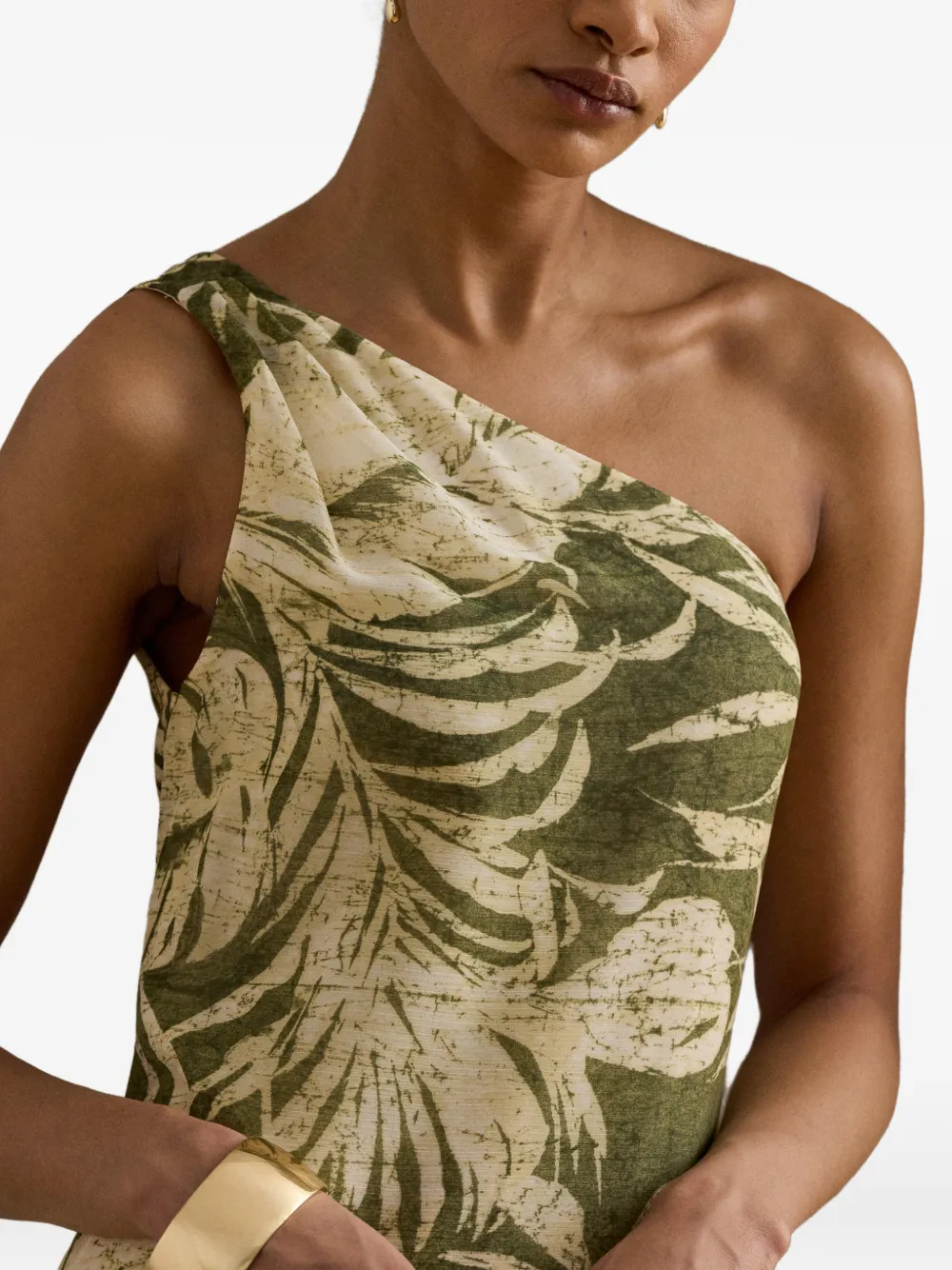 Lauren Ralph Lauren Asymmetrische maxi-jurk met palmprint Groen