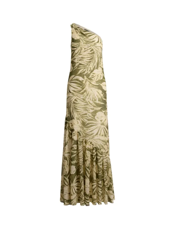 ralph lauren one shoulder green dress Lauren Ralph Lauren - Print Georgette One-Shoulder Gown - Womens - Green