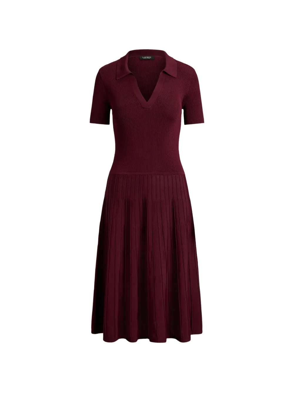 Lauren Ralph Lauren Kurzärmeliges Midikleid aus Rippstrick - Rot
