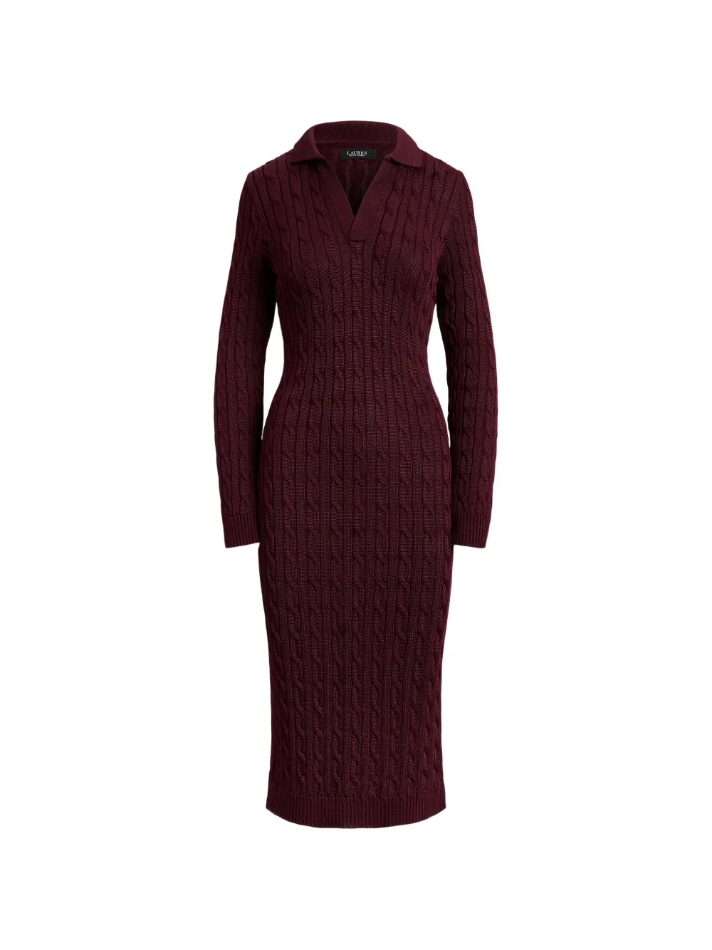 Lauren Ralph Lauren cable-knit collared midi dress - Rosso