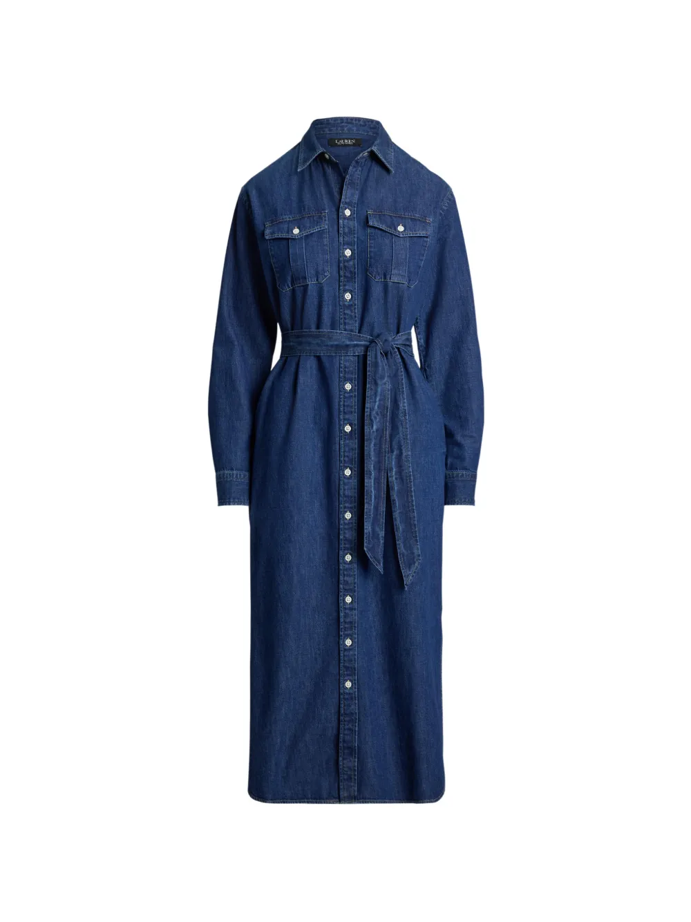 Lauren Ralph Lauren Chemisier denim mini con cintura - Blu