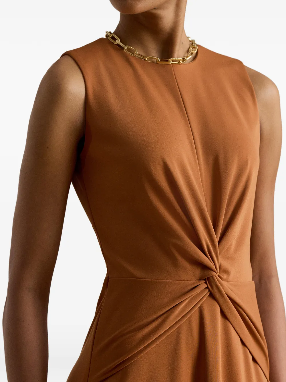 Lauren Ralph Lauren A-lijn midi-jurk met gedraaide voorkant Oranje