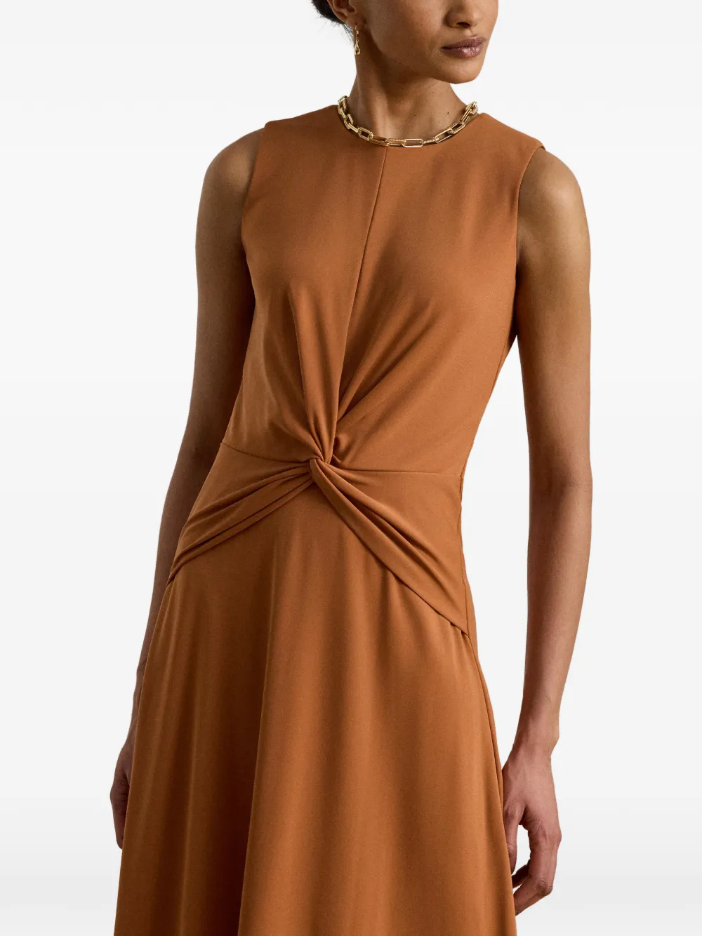 Lauren Ralph Lauren A-lijn midi-jurk met gedraaide voorkant Oranje