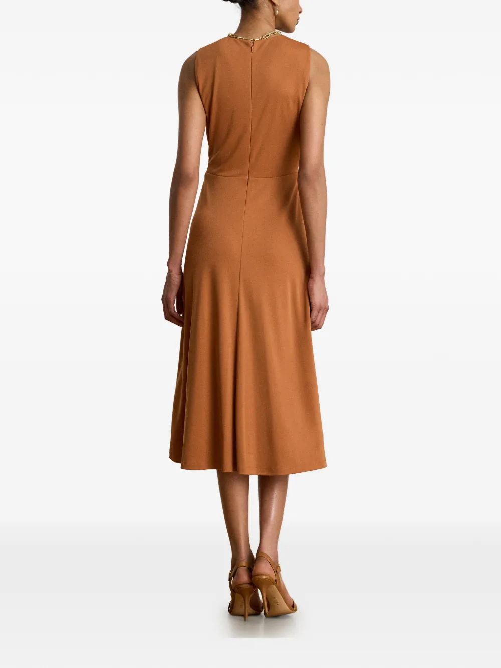 Lauren Ralph Lauren A-lijn midi-jurk met gedraaide voorkant Oranje