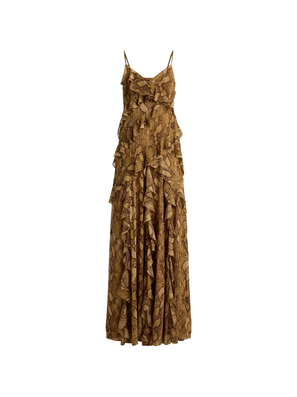 Lauren Ralph Lauren Abito lungo con ruches - Marrone