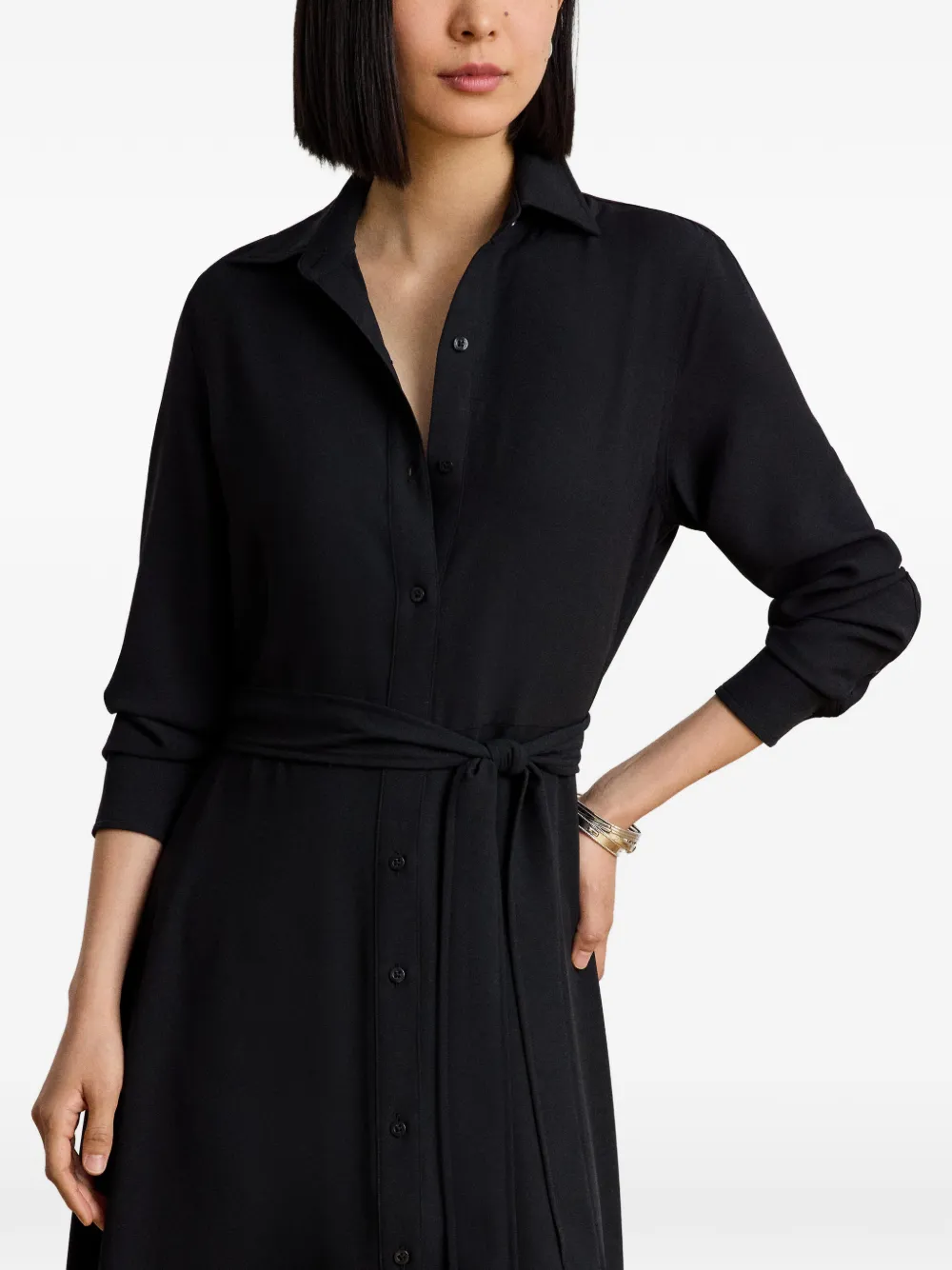 Lauren Ralph Lauren Georgette blousejurk met ceintuur Zwart