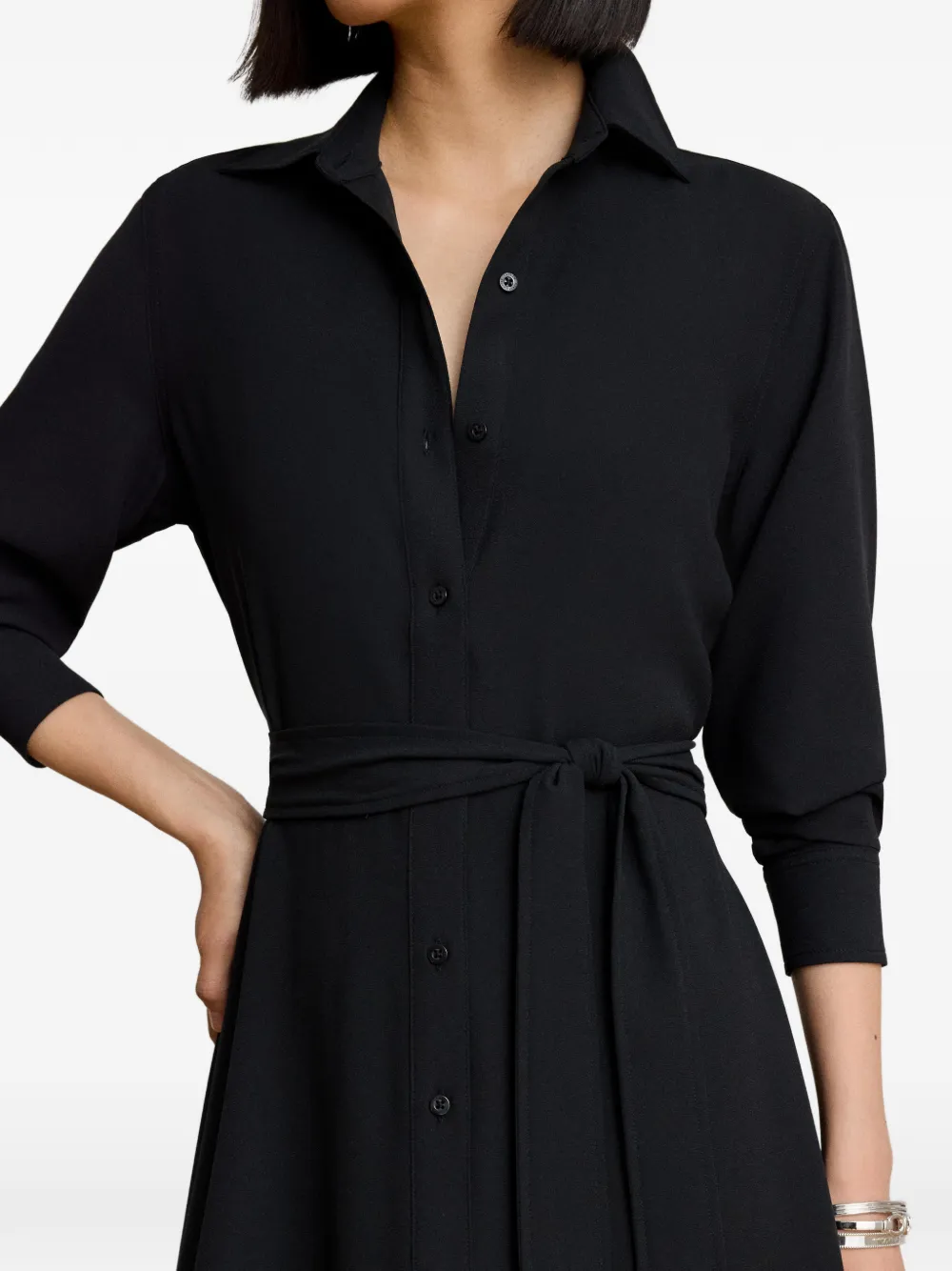 Lauren Ralph Lauren Georgette blousejurk met ceintuur Zwart