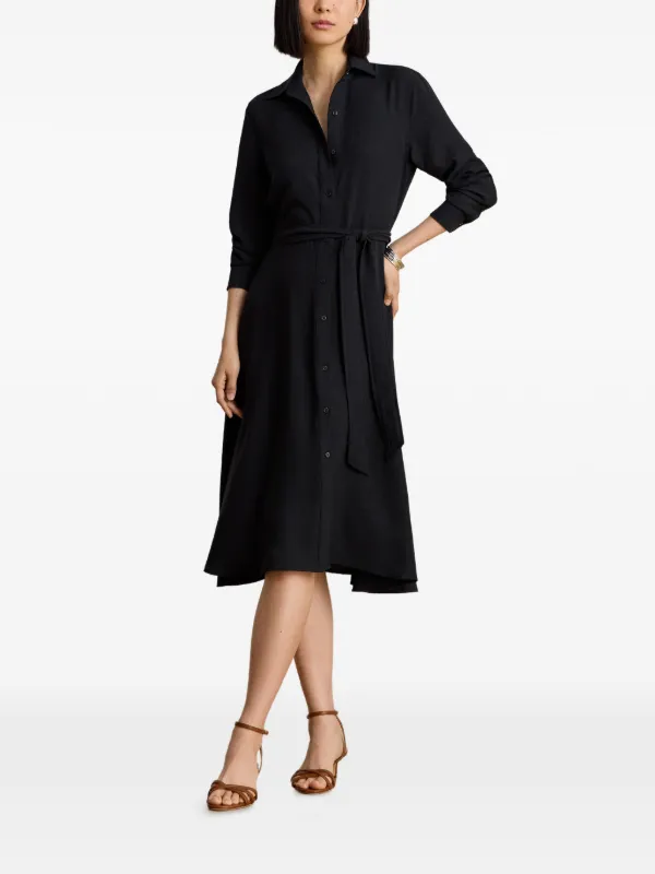 ralph lauren midi shirt dress Lauren Ralph Lauren Striped tie-waist Midi Shirt Dress | Blue