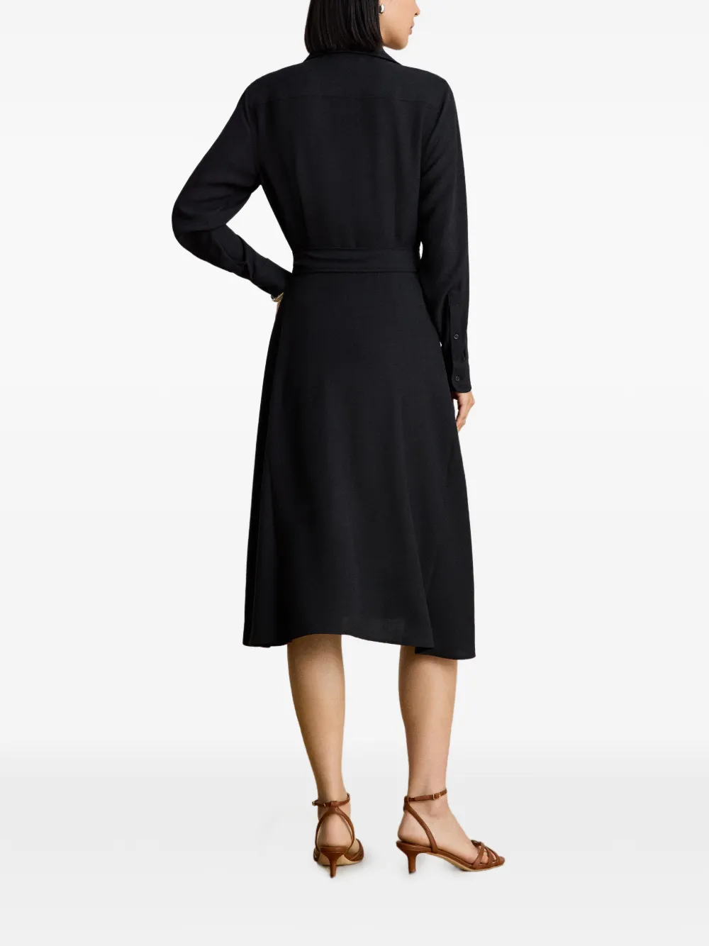 Lauren Ralph Lauren Georgette blousejurk met ceintuur Zwart