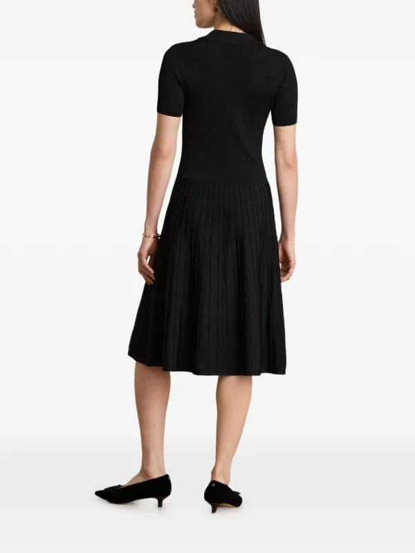 Lauren Ralph Lauren RIB KNIT Short Sleeve Sweater Dress Jumper dress, Women's, Size: Large, Black