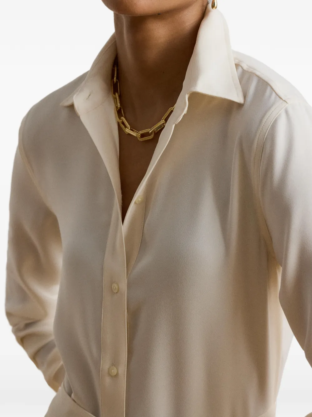 Lauren Ralph Lauren Georgette midi-blousejurk met ceintuur Beige