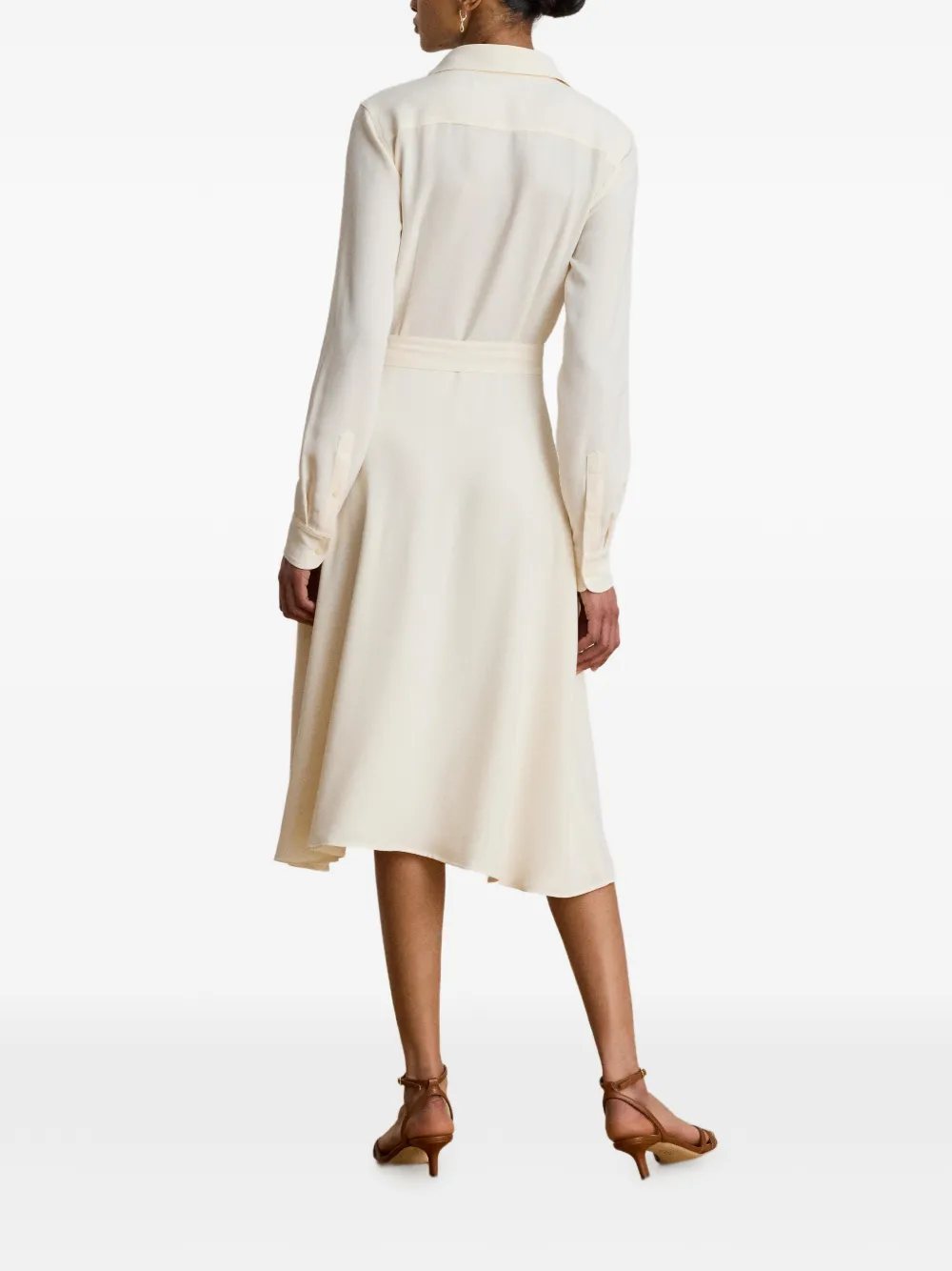 Lauren Ralph Lauren Georgette midi-blousejurk met ceintuur Beige
