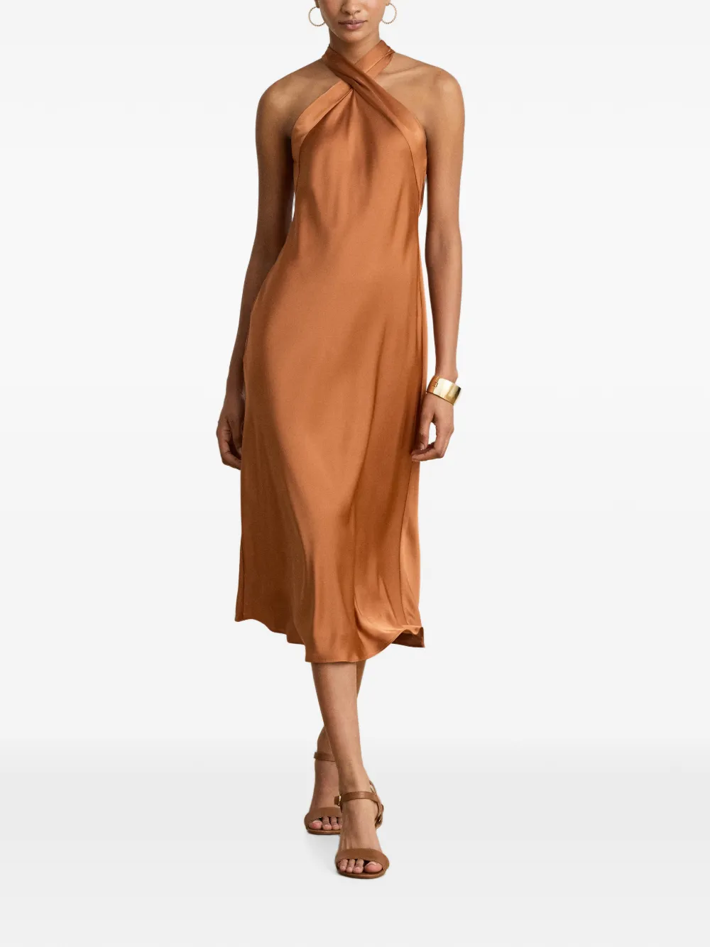 Lauren Ralph Lauren Halternek met gestrikte midi-jurk Oranje