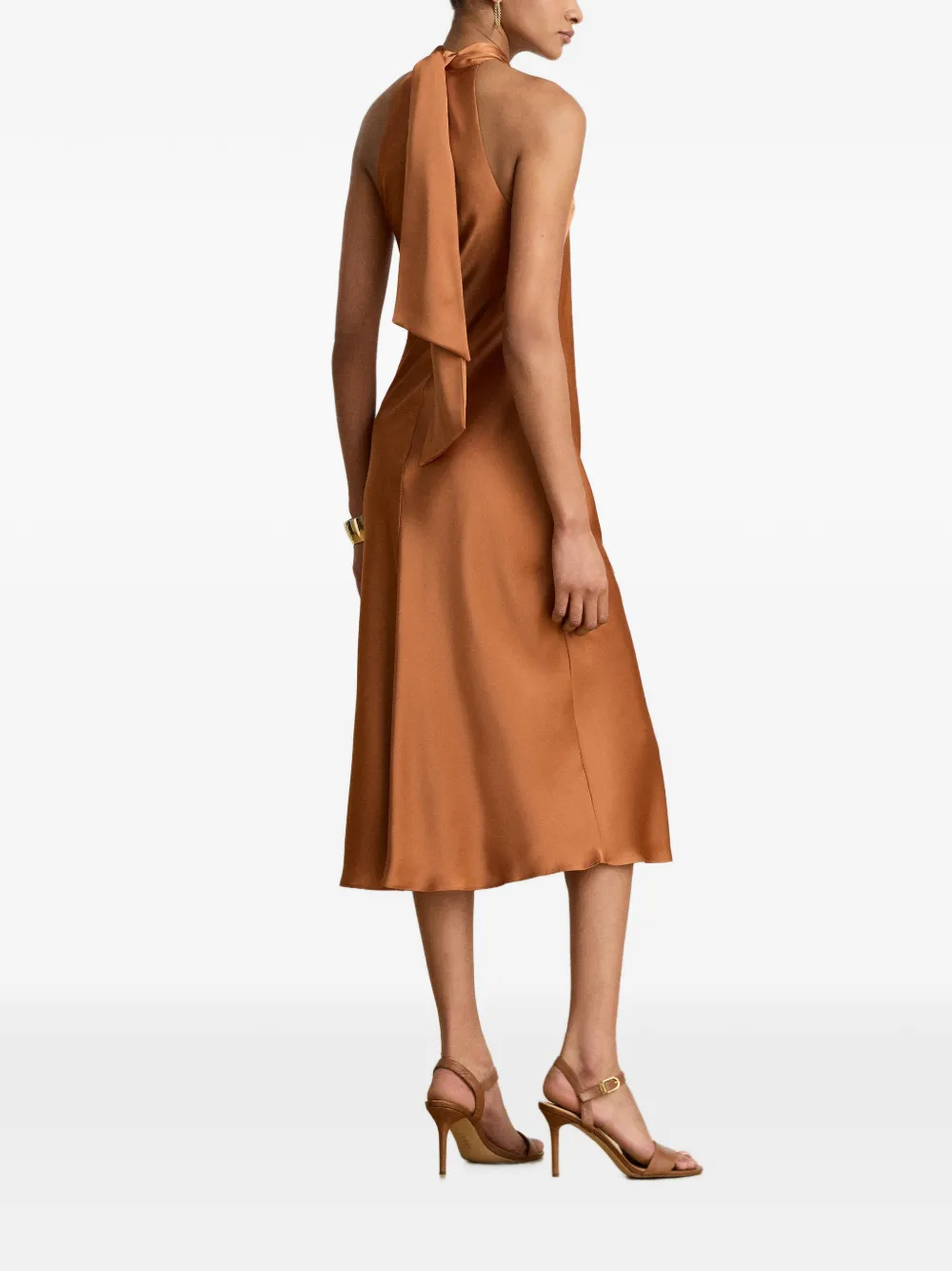 Lauren Ralph Lauren Halternek met gestrikte midi-jurk Oranje