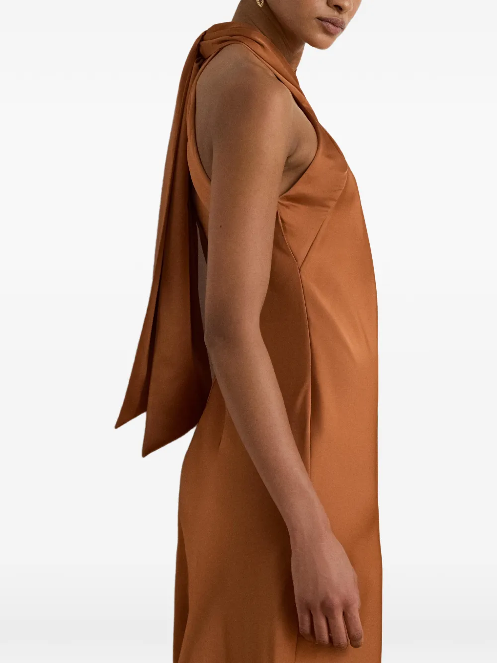 Lauren Ralph Lauren Halternek met gestrikte midi-jurk Oranje