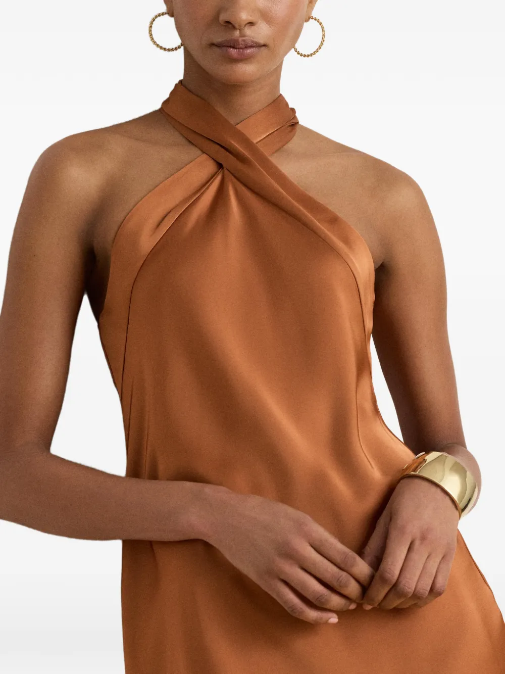 Lauren Ralph Lauren Halternek met gestrikte midi-jurk Oranje