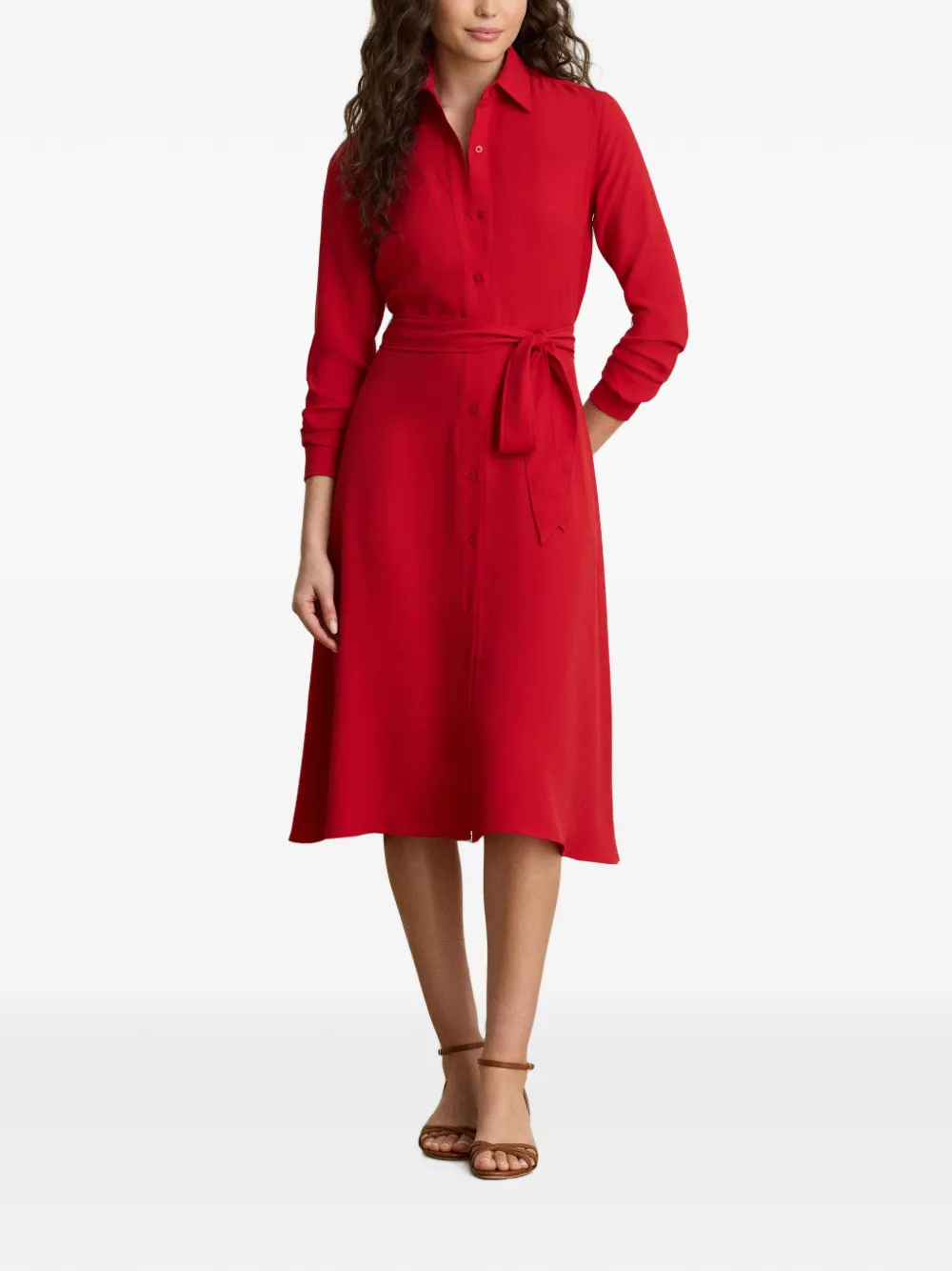 Lauren Ralph Lauren Midi-jurk met ceintuur Rood