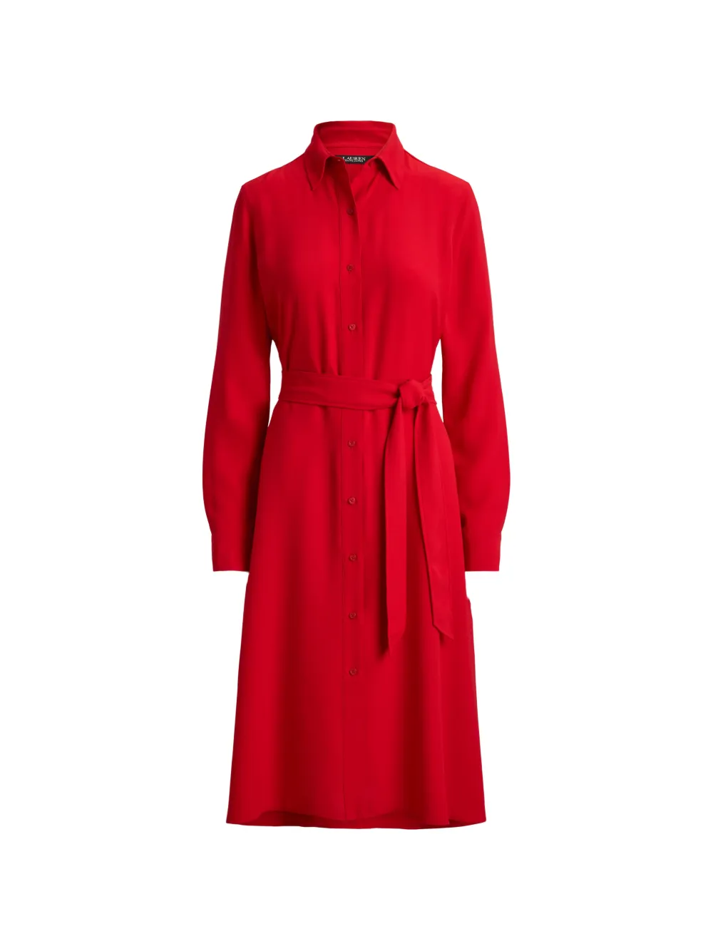 Lauren Ralph Lauren robe mi-longue à taille ceinturée - Rouge Lauren Ralph Lauren robe mi-longue à taille ceinturée - Rouge