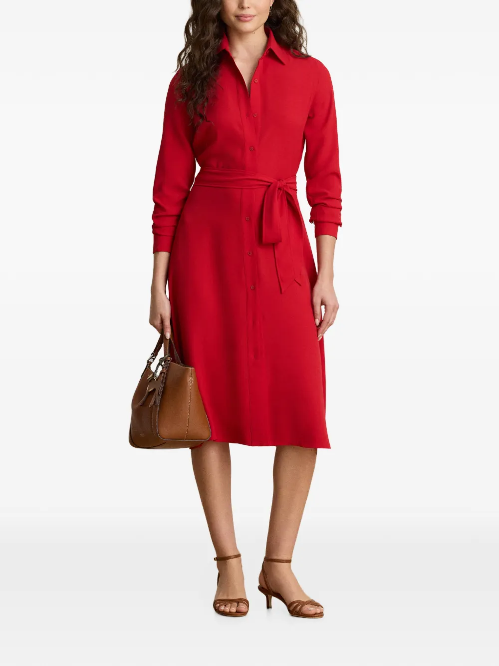 Lauren Ralph Lauren Midi-jurk met ceintuur Rood