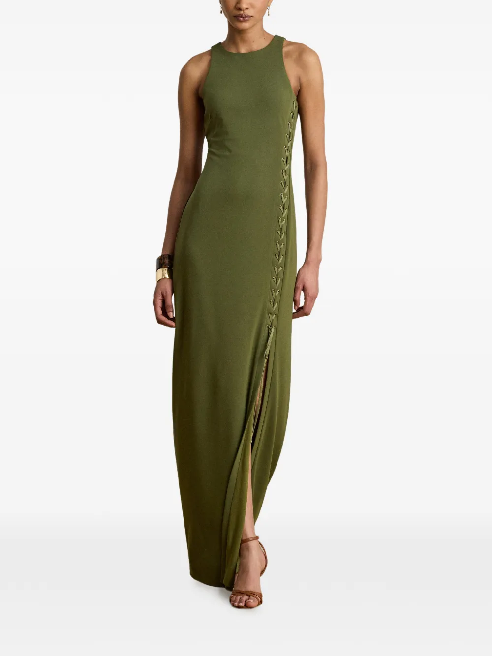 Lauren Ralph Lauren Jersey maxi-jurk met veters Groen