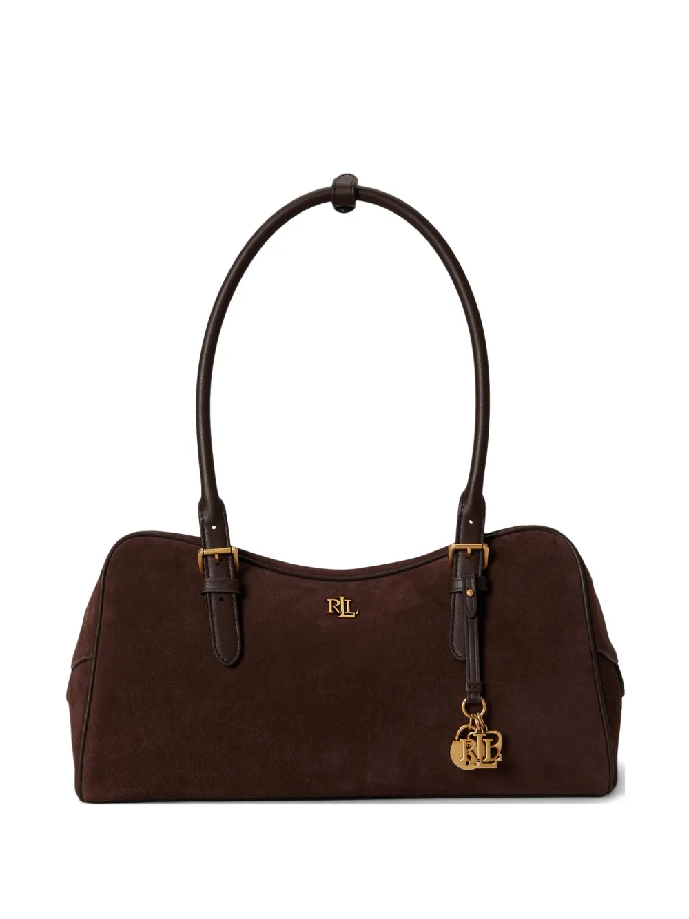 Lauren Ralph Lauren large Marcy suede zip satchel bag - Marrone