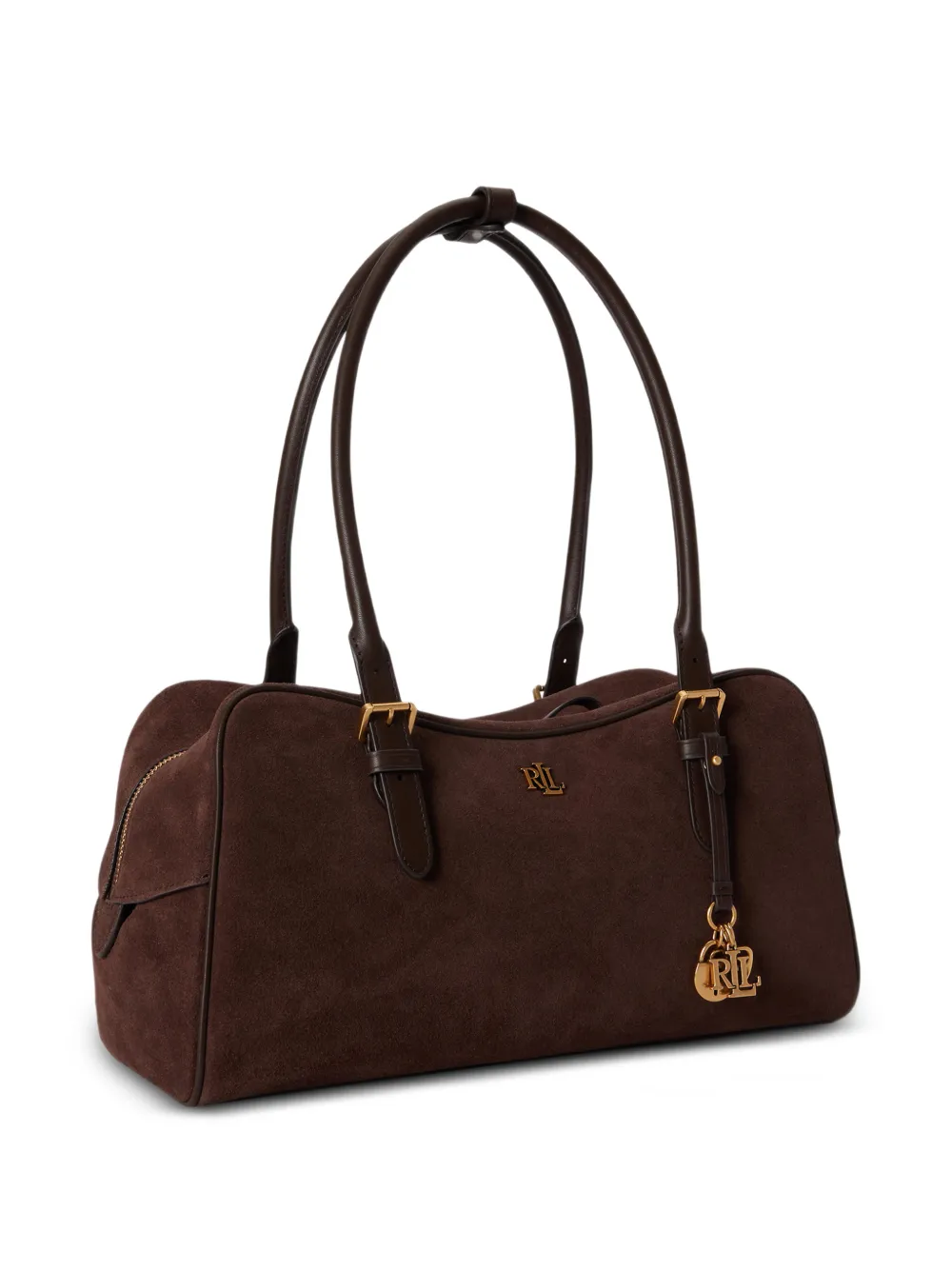 Lauren Ralph Lauren Grote Marcy suède tas met rits Bruin