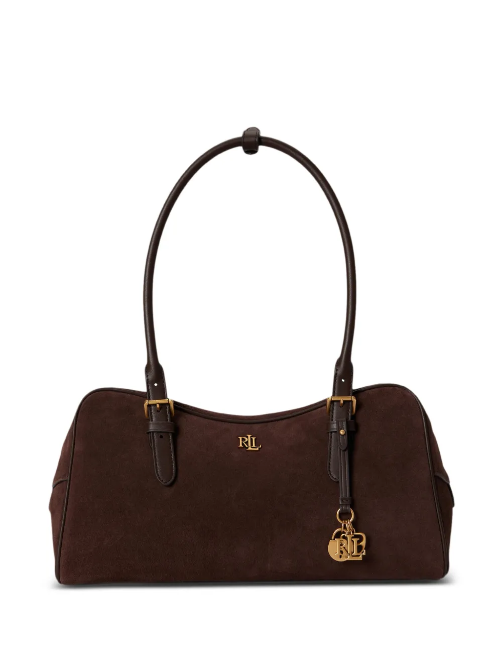 Lauren Ralph Lauren large Marcy suede zip satchel bag - Marrone
