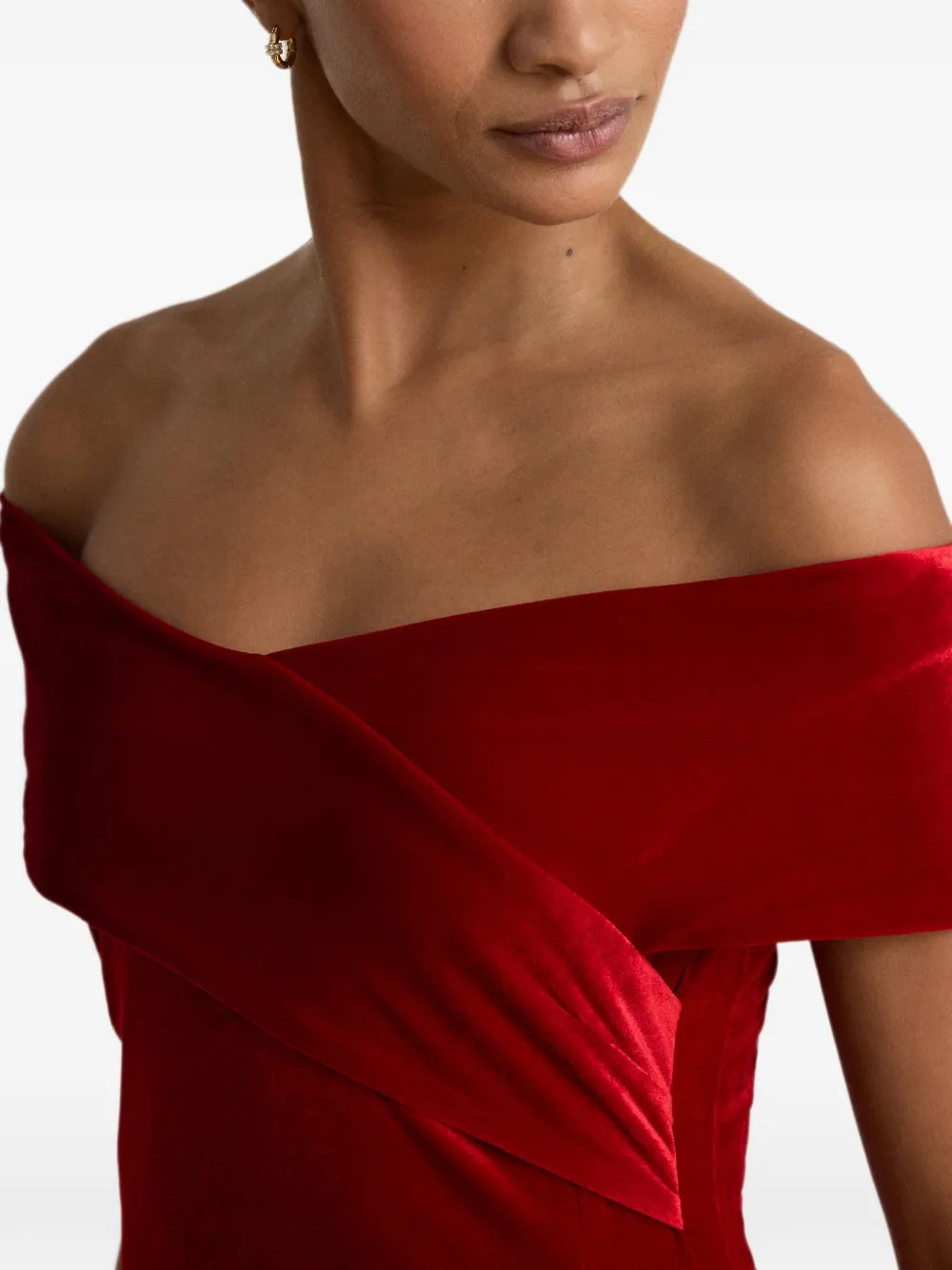 Lauren Ralph Lauren Off-shoulder maxi-jurk Rood