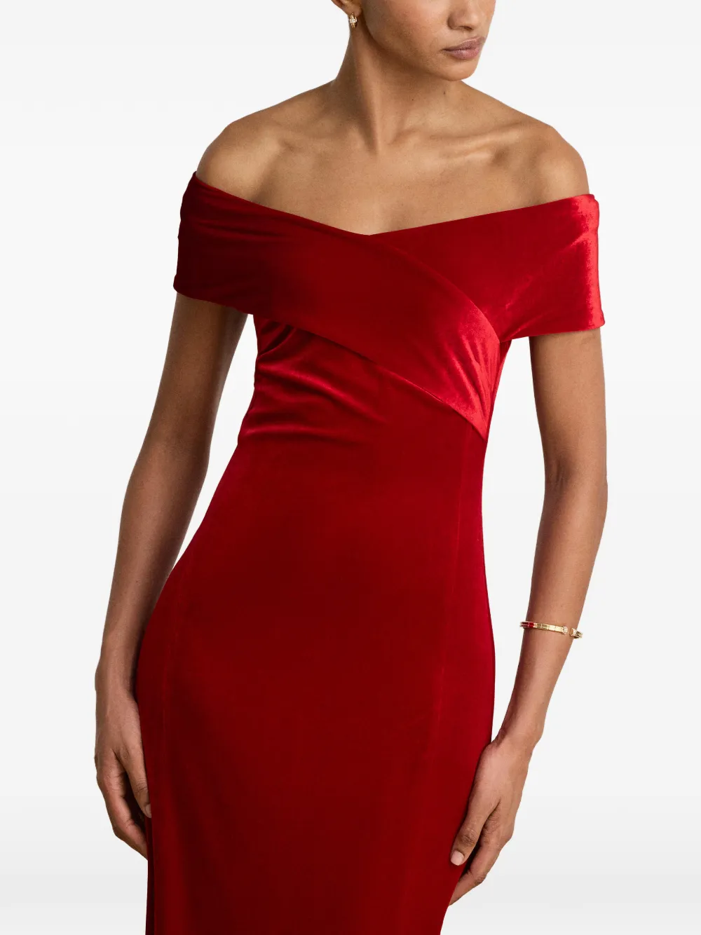 Lauren Ralph Lauren Off-shoulder maxi-jurk Rood