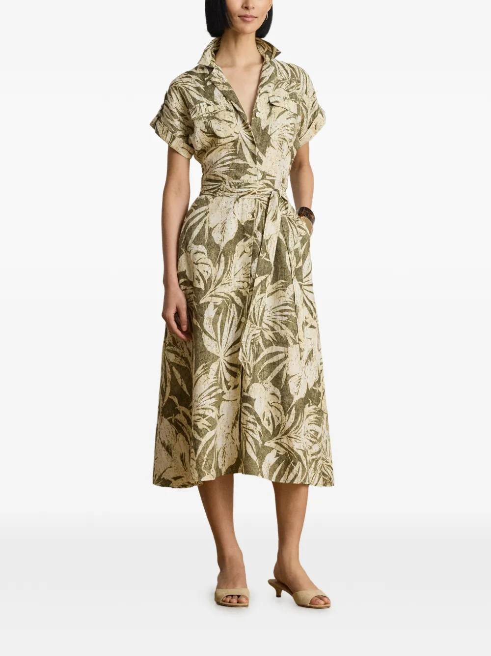 Lauren Ralph Lauren Camp midi-blousejurk met print Groen