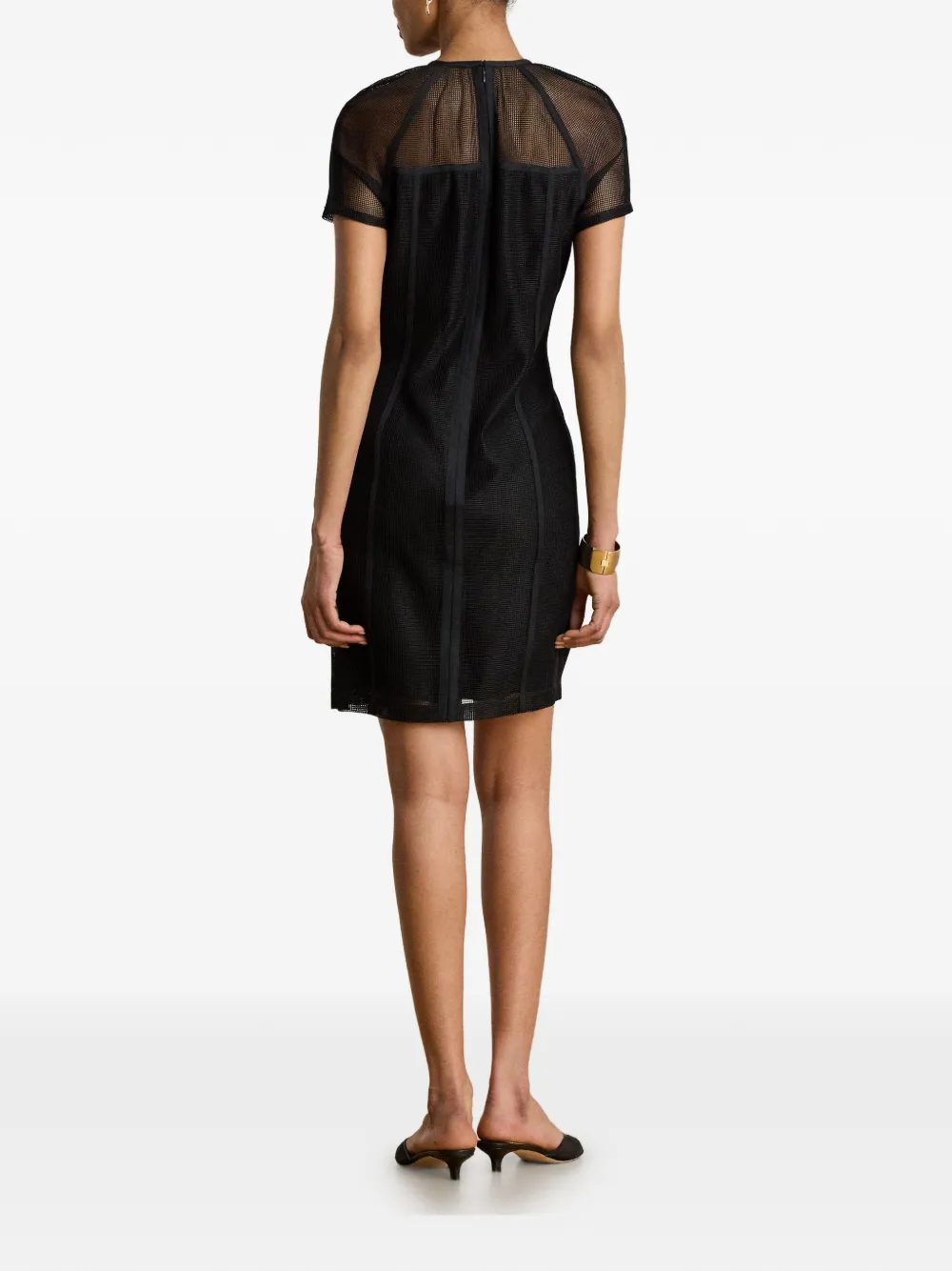 Lauren Ralph Lauren Mini-jurk met mesh overslag en zakdetail Zwart