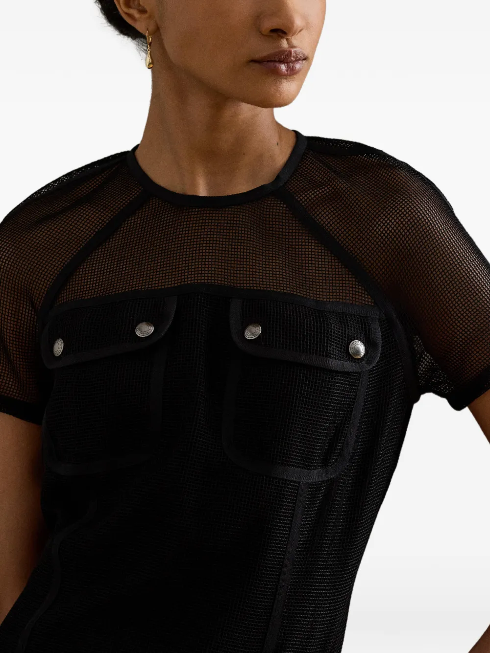 Lauren Ralph Lauren Mini-jurk met mesh overslag en zakdetail Zwart