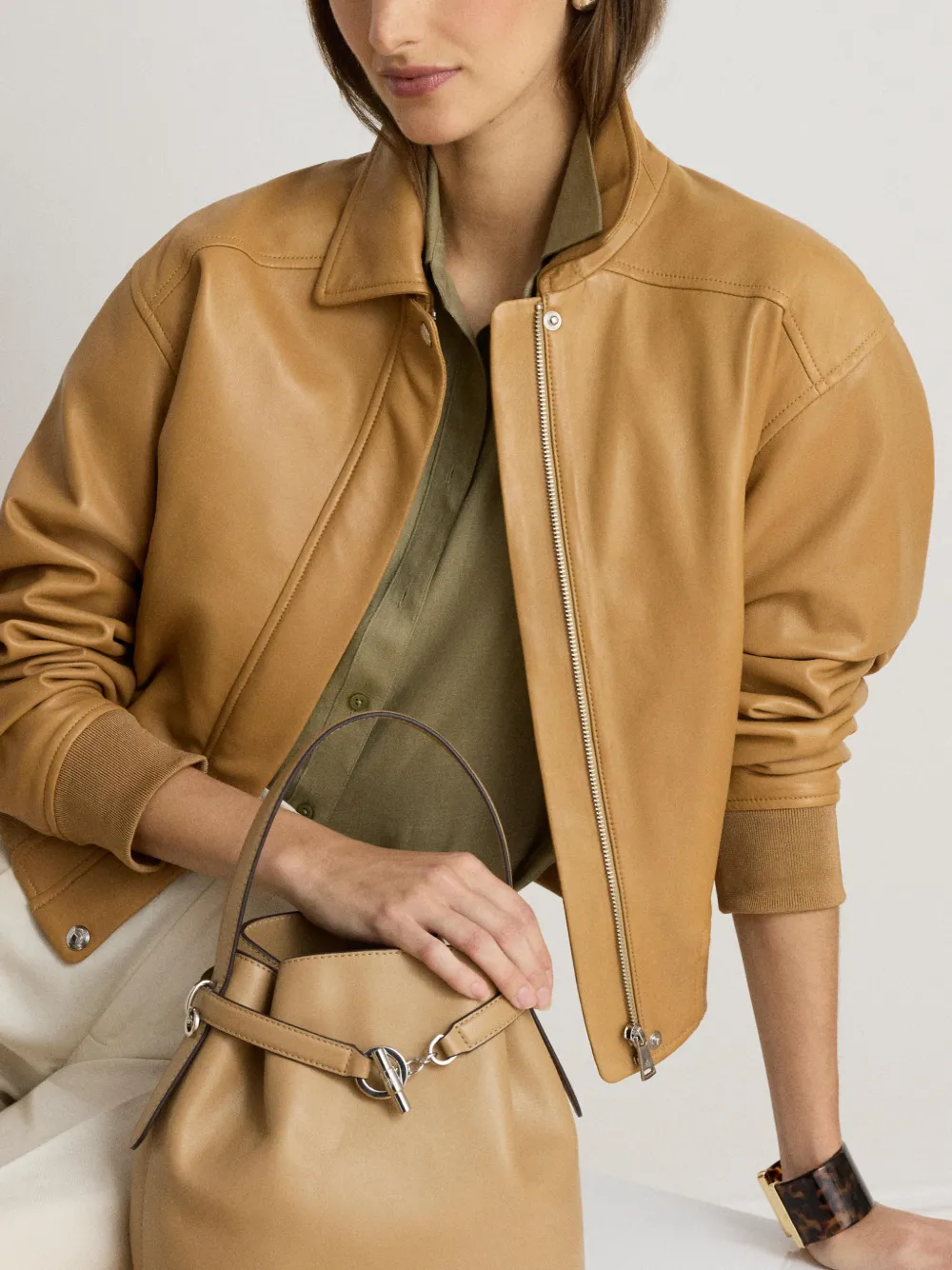 Lauren Ralph Lauren Medium Blaike leren bucket-tas Bruin