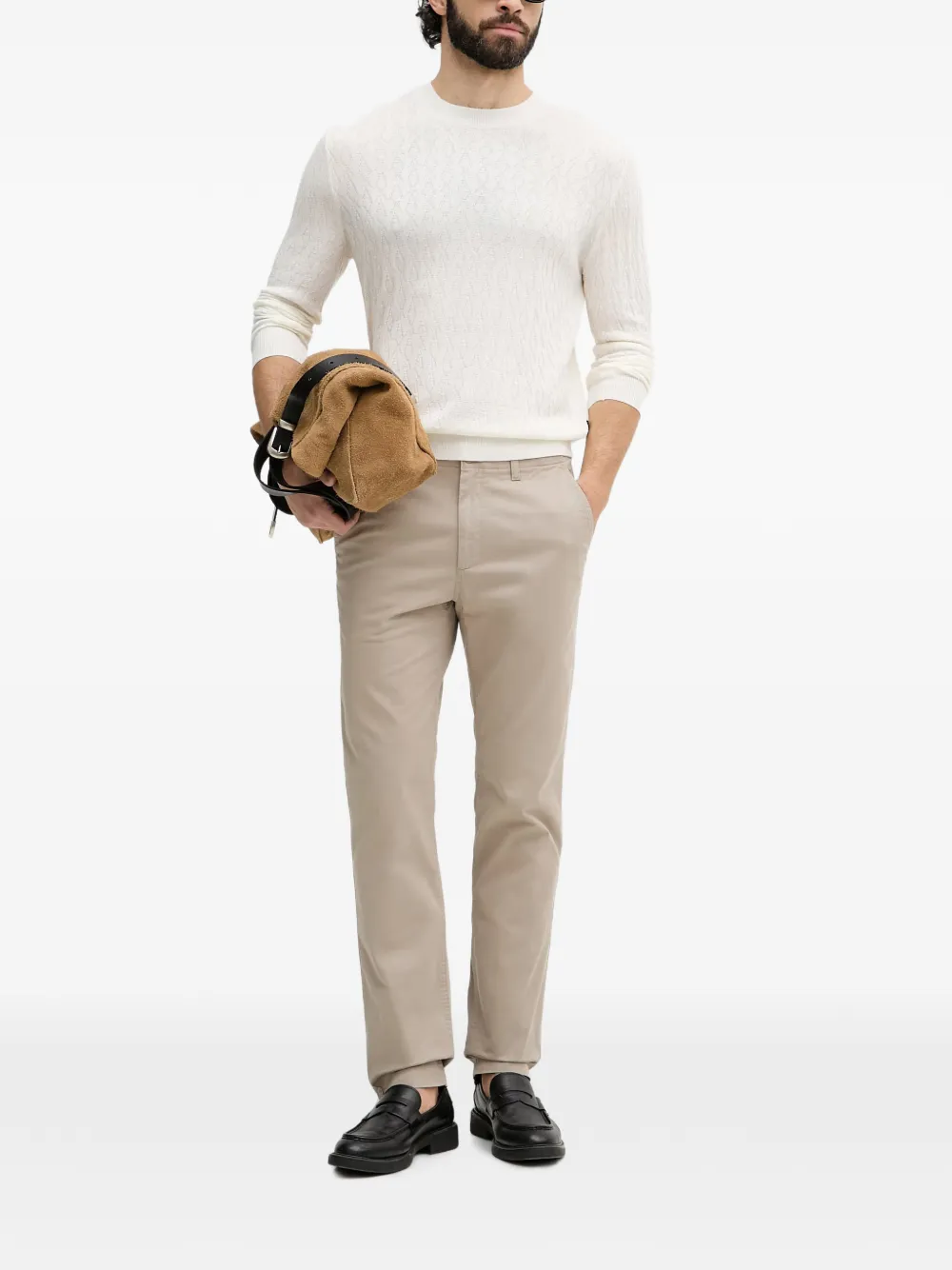 Armani Exchange Gebreide trui met textuur Beige