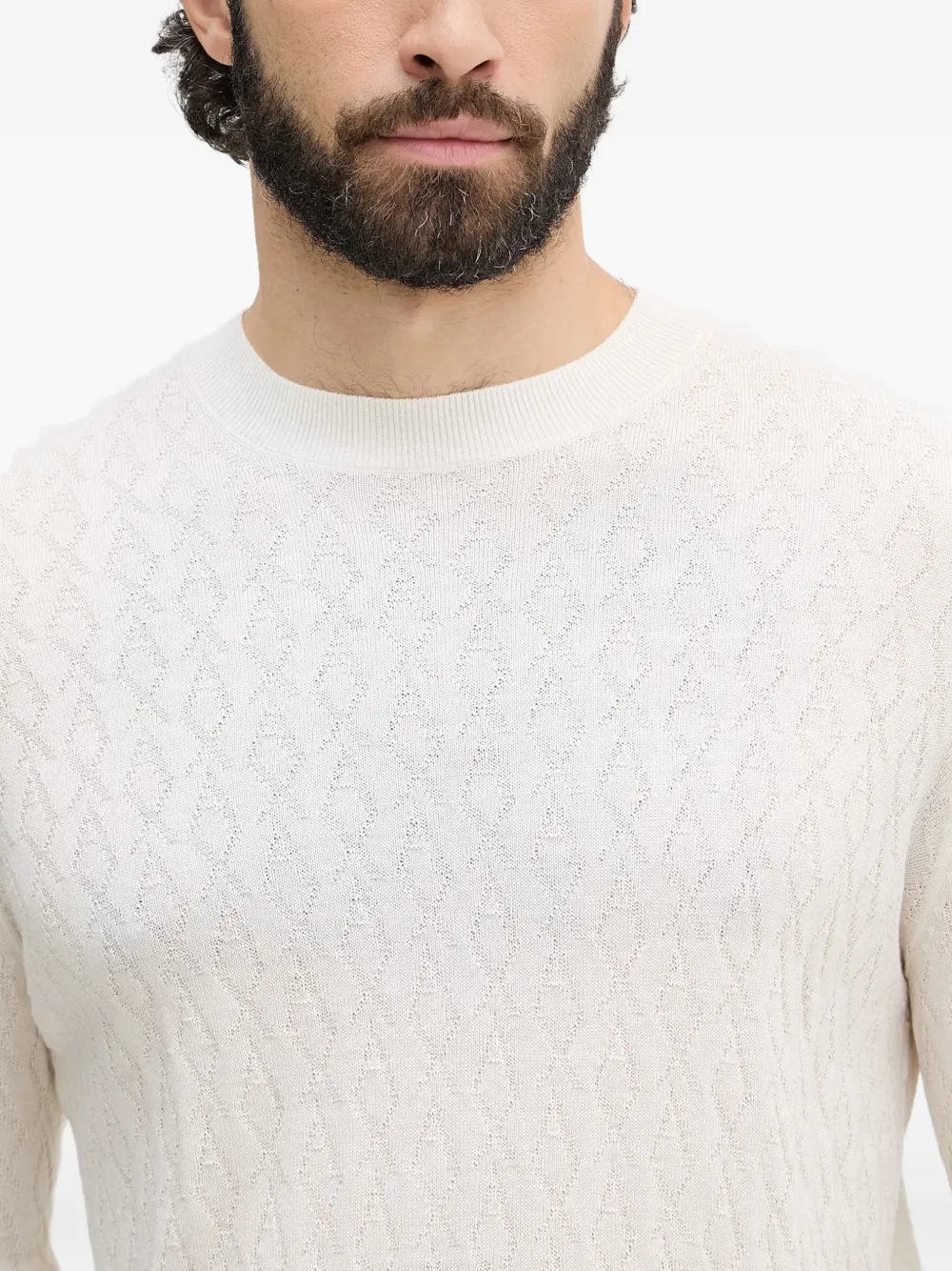 Armani Exchange Gebreide trui met textuur Beige