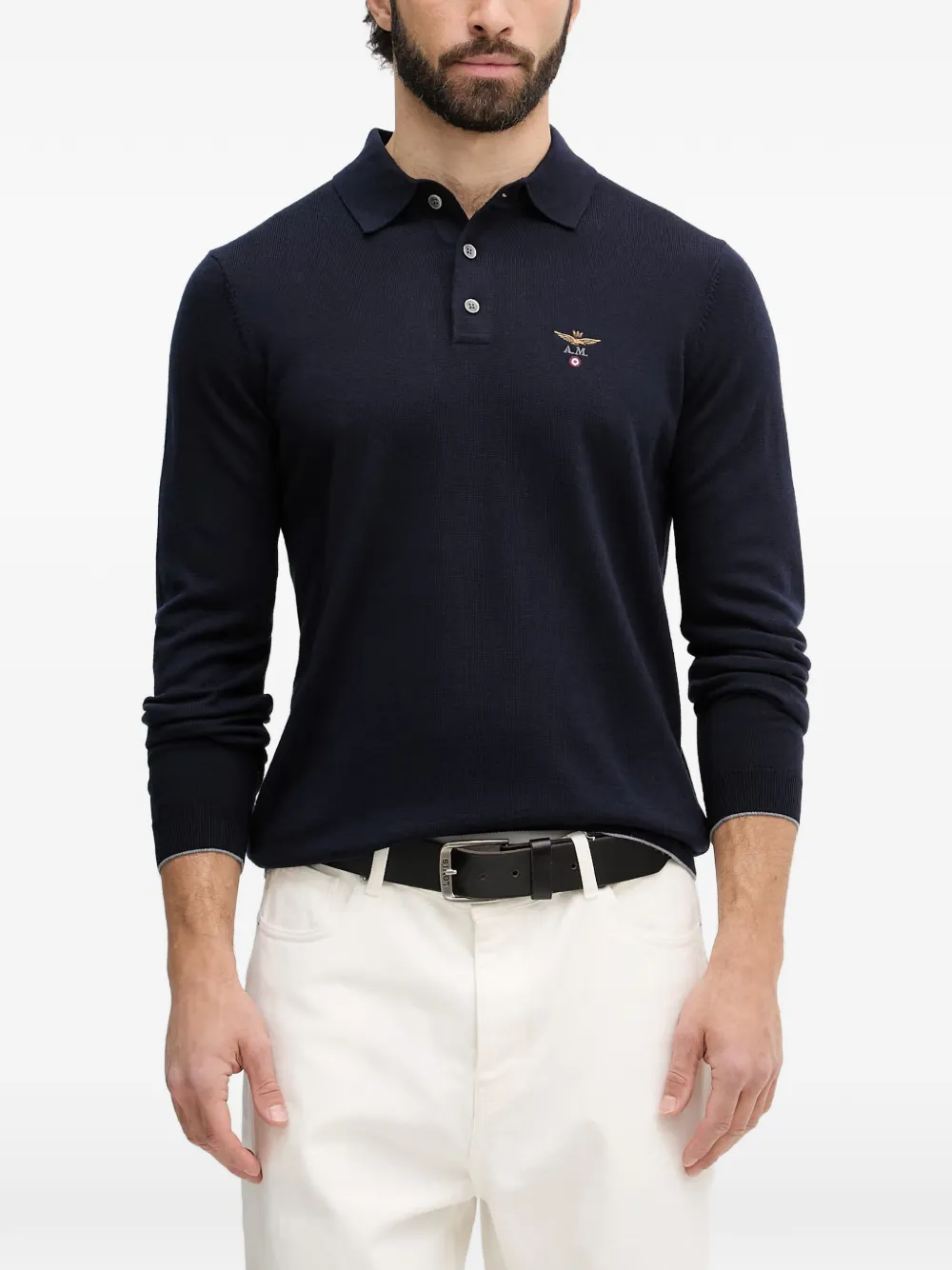 Aeronautica Militare logo-embroidered long-sleeve sweater - Blau