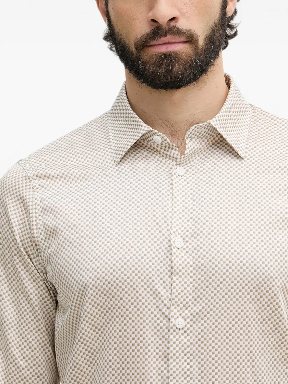 Armani Exchange Geruit overhemd Beige