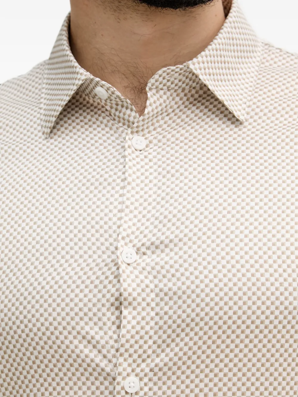 Armani Exchange Geruit overhemd Beige
