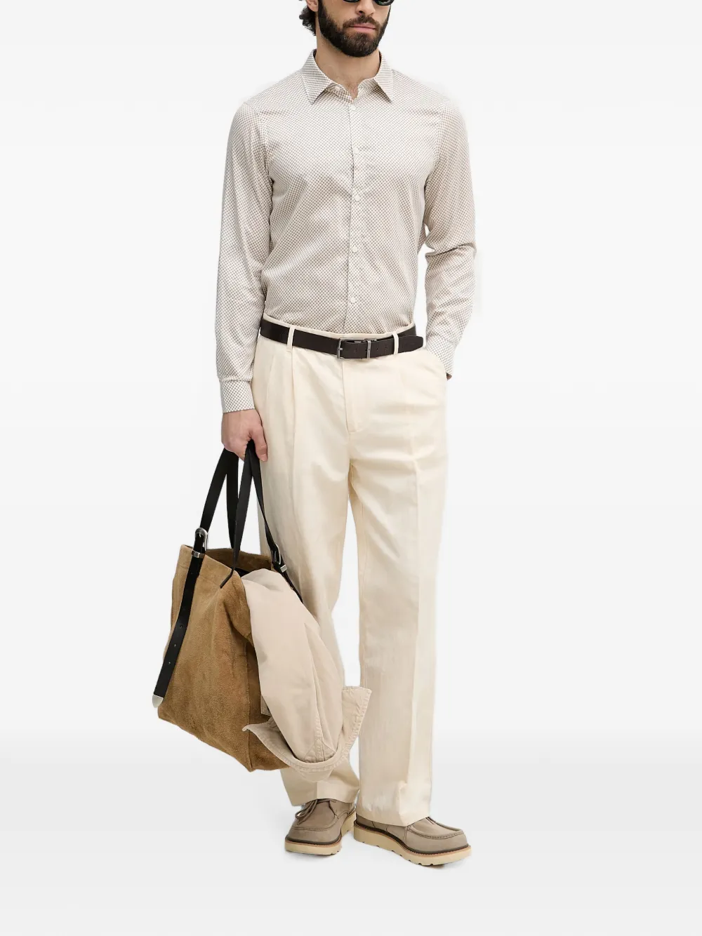 Armani Exchange Geruit overhemd Beige