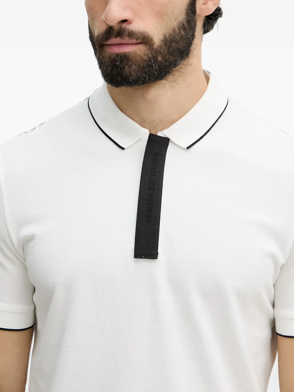 Armani Exchange Poloshirt met logoband Wit