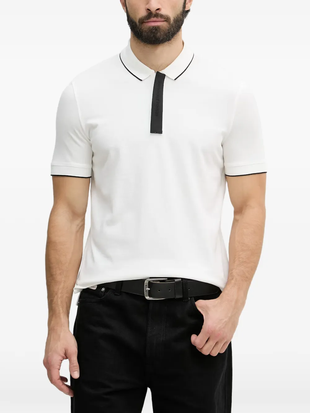 Armani Exchange Poloshirt met logoband Wit