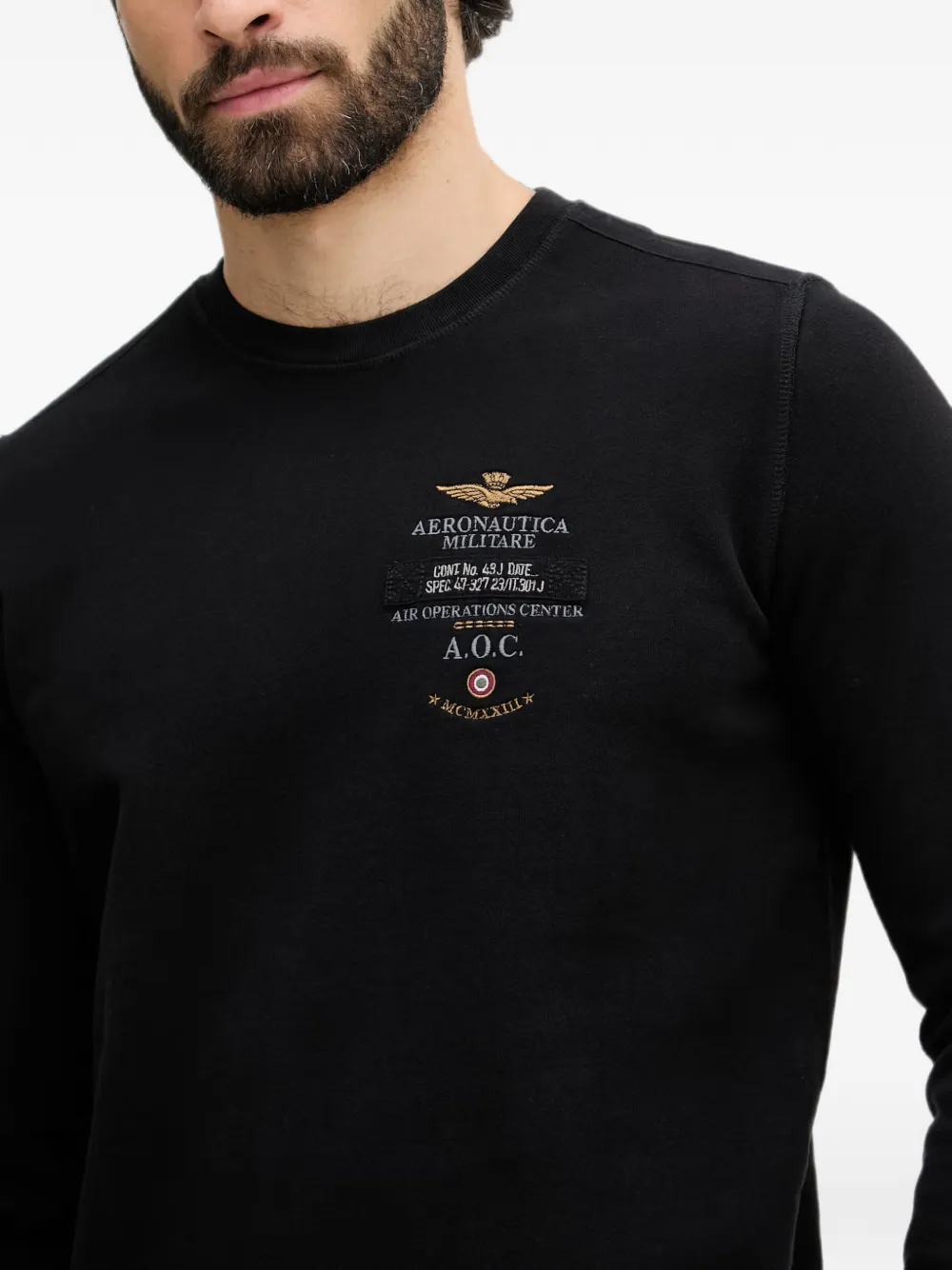 Aeronautica Militare Trui met geborduurde logopatch Zwart