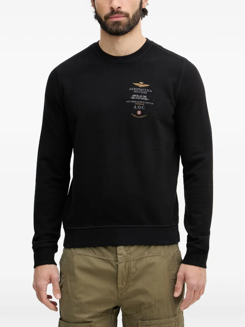 Aeronautica Militare embroidered logo-patch sweater - Nero